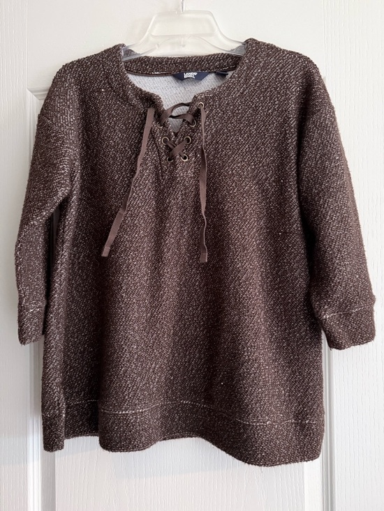 Lands' End Sweaters - Lands' End Brown Lace-Up Knit Sweater